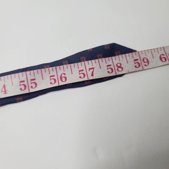 Vintage Paris Navy Blue Maroon Medallion All Silk Retro Neck Tie - Picture 5 of 5